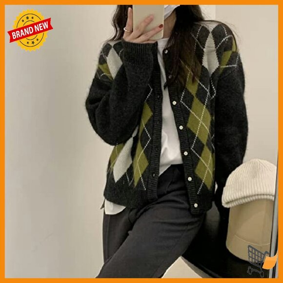 Chunky Knit Cardigan V-Neck Button Closure Long Sleeve Vintage Sweater - Picture 5 of 7